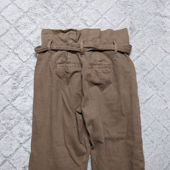 Blank NYC Paperbag Waist Tapered Pants Women's 26 Sand Storm Twill Belt - Picture 3 of 6